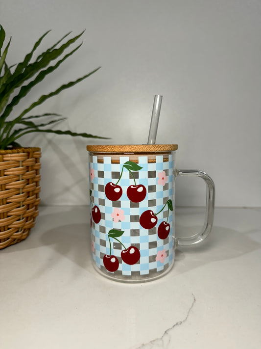 Cherry #2 Glass Tumbler with Handle