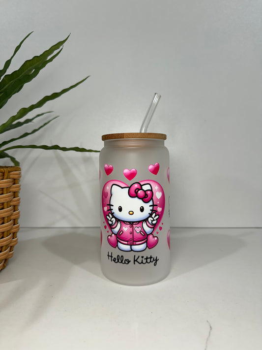 Frosted Hello Kitty #1 Glass Tumbler