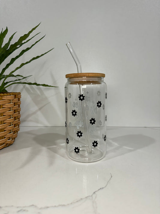 “Fuel by coffee and anxiety” Glass Tumbler