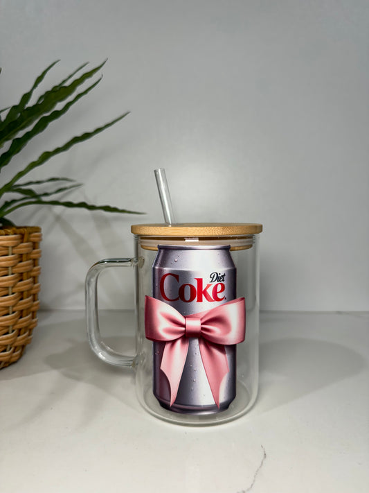 Diet Coke #2 Glass Tumbler with Handle