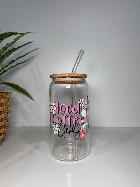 “Iced Coffee Girly” Glass Tumbler