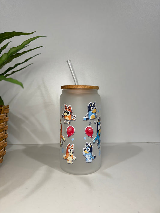 Frosted Bluey Glass Tumbler