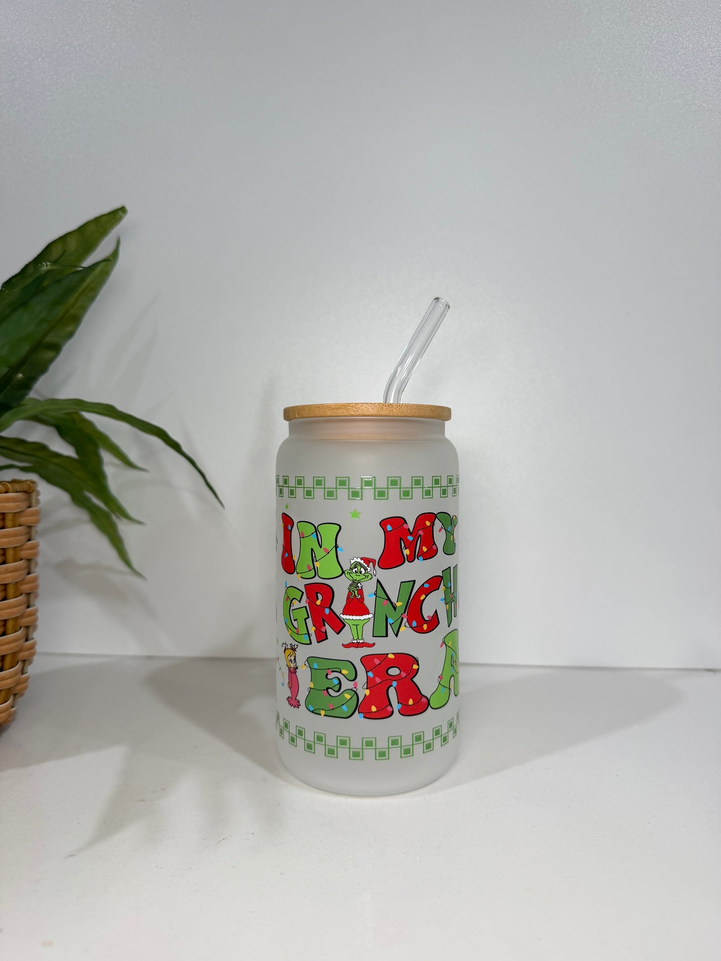 Frosted Grinch #1 Glass Tumbler