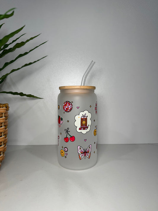 Frosted Cutesy Glass Tumbler