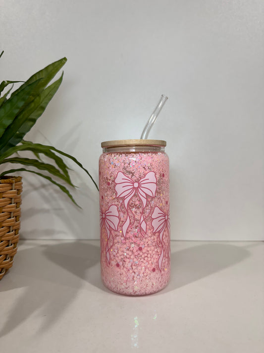 Glitter Bows Glass Tumblers