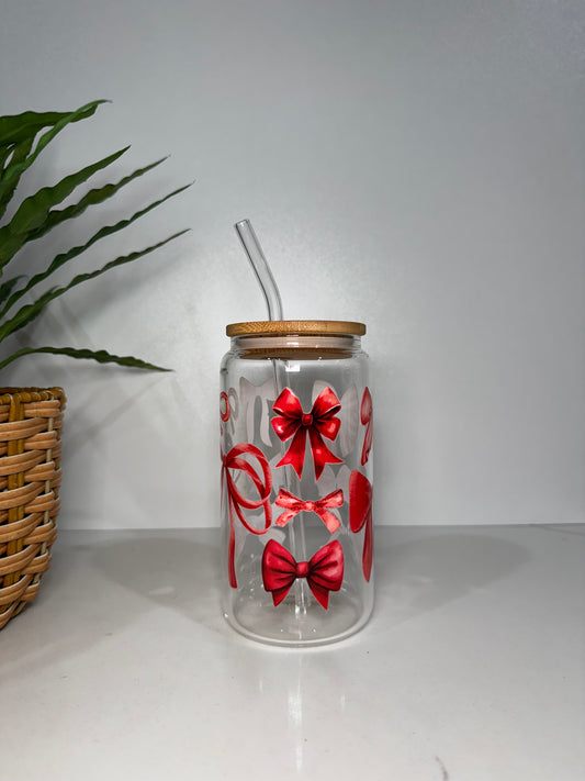 Red Bows Glass Tumbler