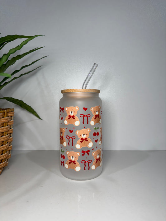 Frosted Teddy Bear #2 Glass Tumbler