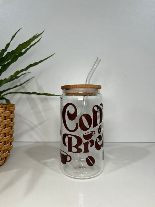 “Coffee Break” Glass Tumbler