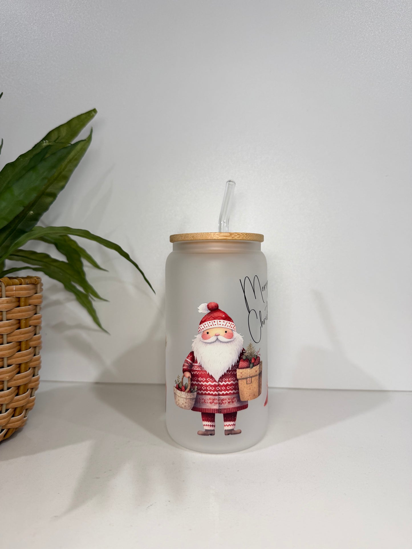Frosted Merry Christmas Glass Tumbler