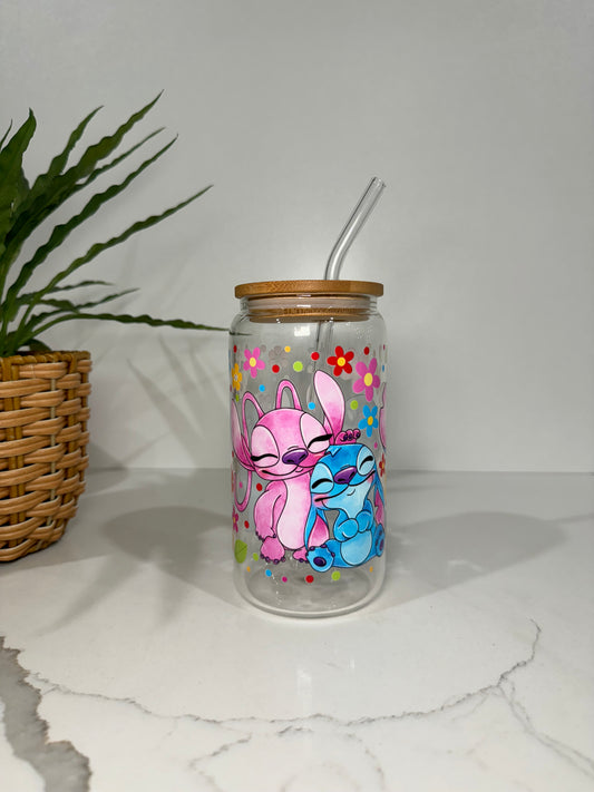 Stitch and Angel #3 Glass Tumbler