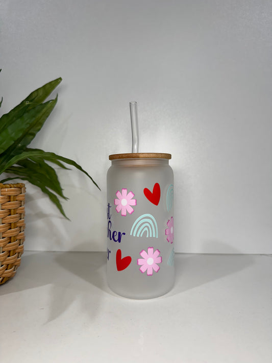 Frosted “Best Teacher Ever” Glass Tumbler