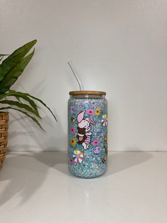 Glitter Winnie The Pooh Glass Tumblers