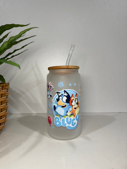 Frosted Bluey Glass Tumbler