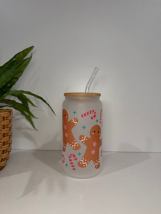 Frosted Gingerbread Glass Tumbler