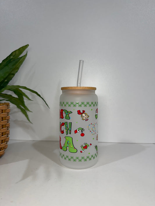 Frosted Grinch #1 Glass Tumbler