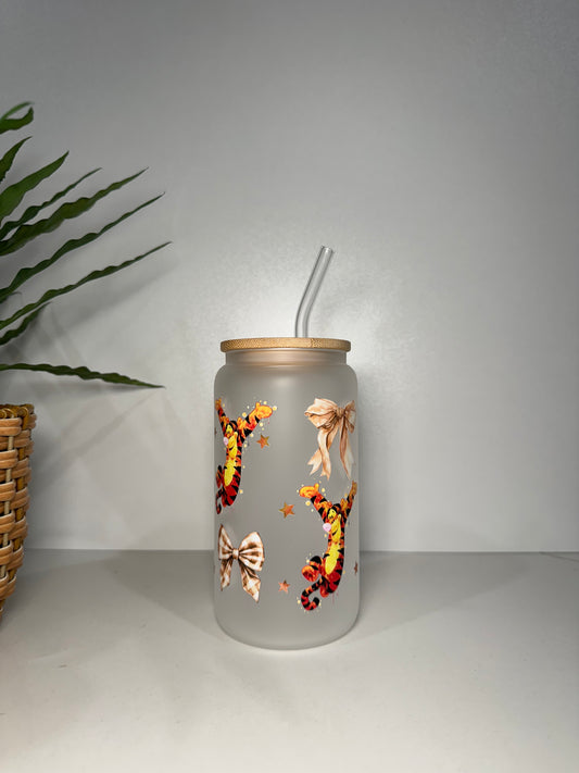Frosted Tigger #1 Glass Tumbler