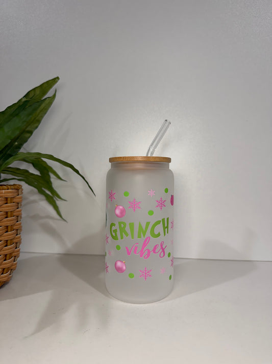 Frosted Grinch Era Glass Tumbler