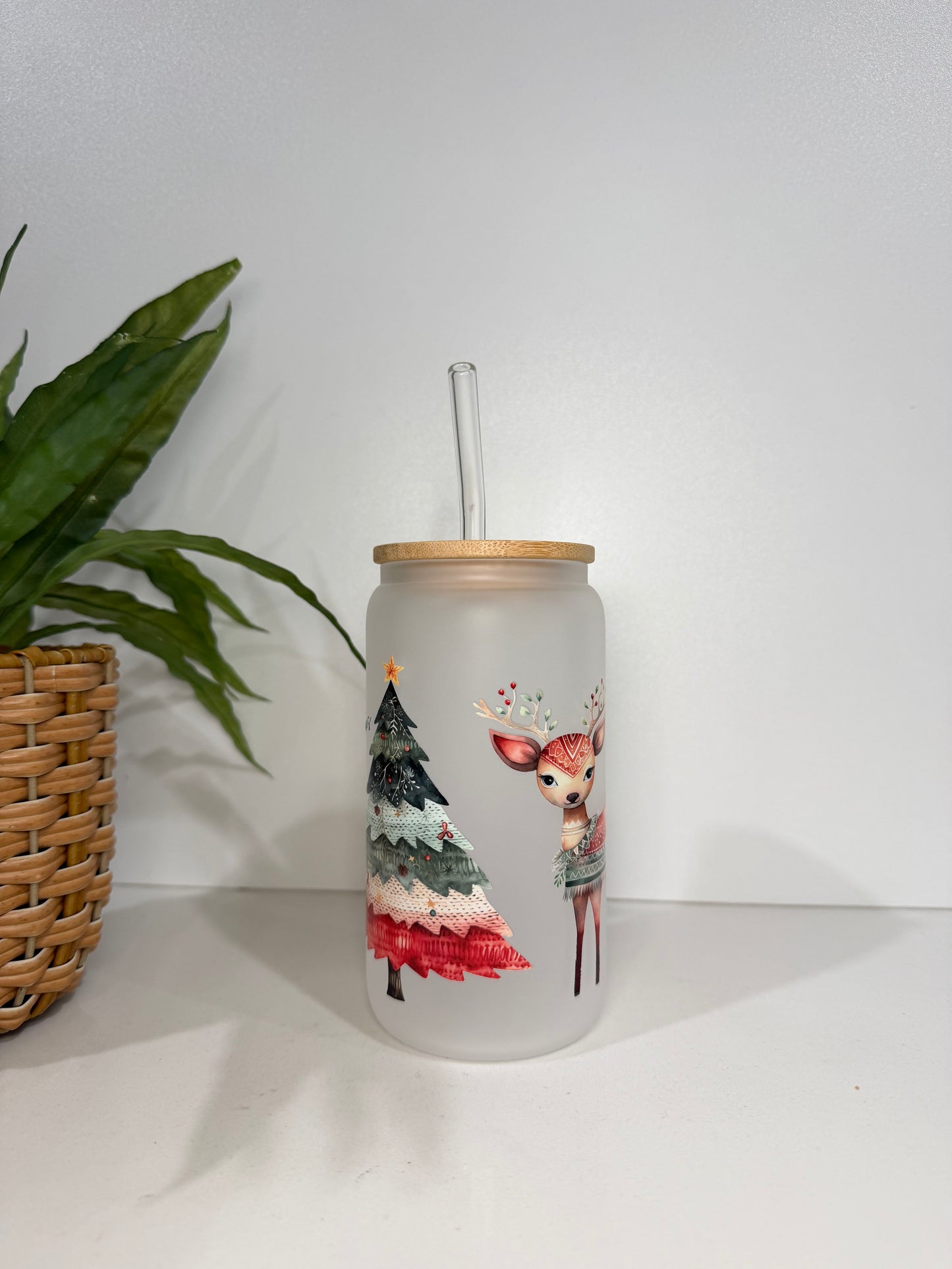 Frosted Merry Christmas Glass Tumbler