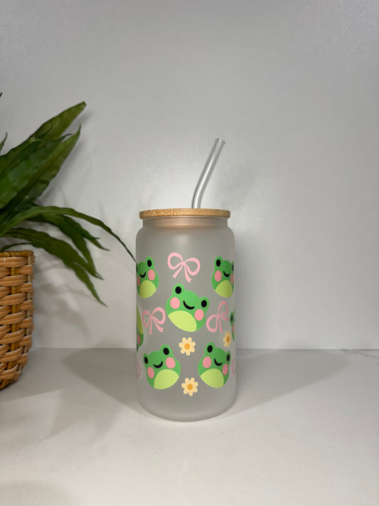 Frosted Frog #2 Glass Tumbler