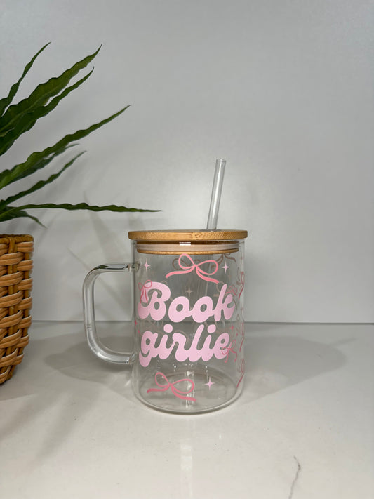 Book Girlie Glass Tumbler with Handle