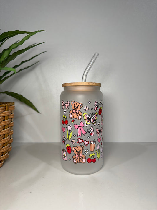 Frosted Teddy Bear #3 Glass Tumbler