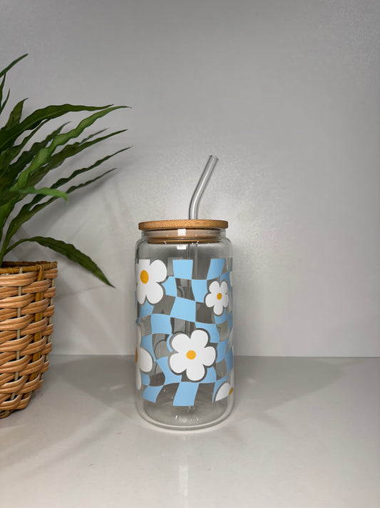 Blue Flower #2 Glass Tumbler