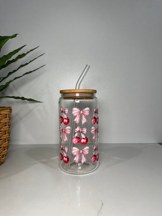 Cherry Bows Glass Tumbler