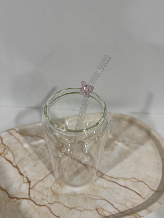 Pink Bow Glass Straw