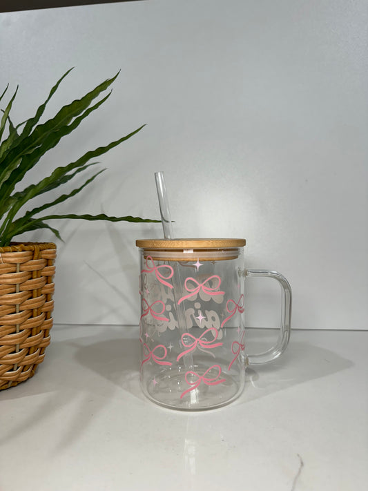 Book Girlie Glass Tumbler with Handle