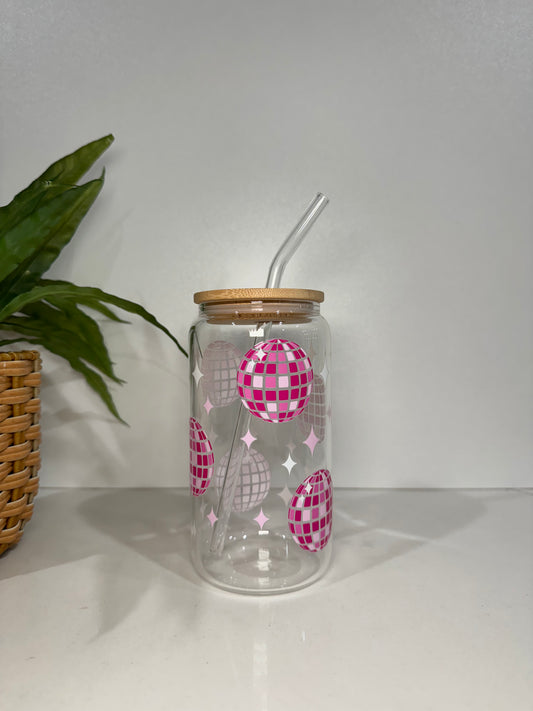 Pink Disco Glass Tumbler