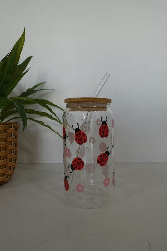 Lady Bug Glass Tumbler