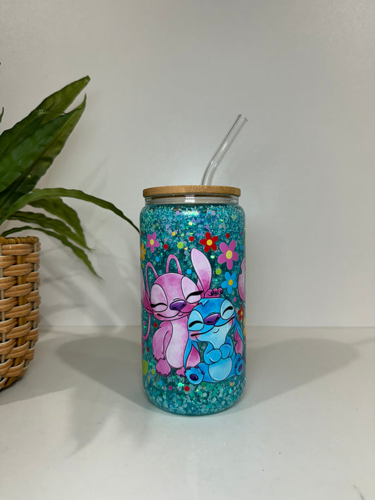 Glitter Stitch and Angel #3 Glass Tumblers