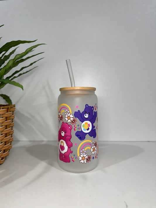 Frosted CareBear Glass Tumbler