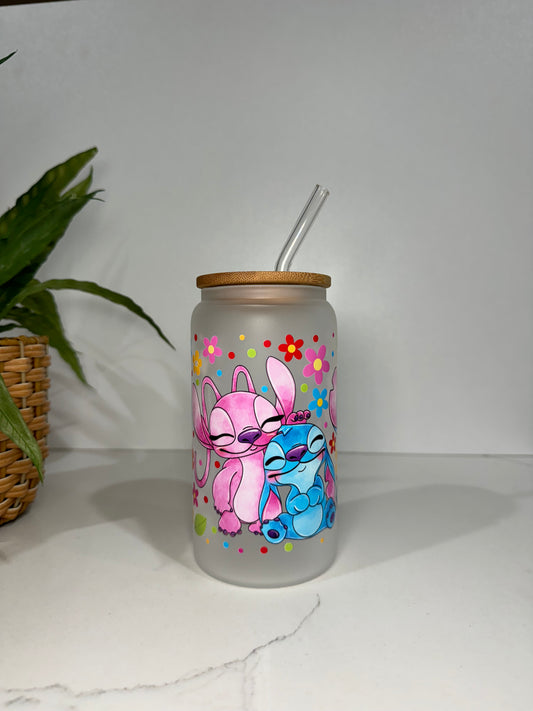 Frosted Stitch and Angel #3 Glass Tumbler