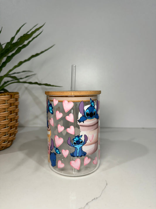 Stitch #1 Glass Tumbler with Handle