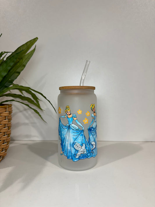 Frosted Cinderella Glass Tumbler