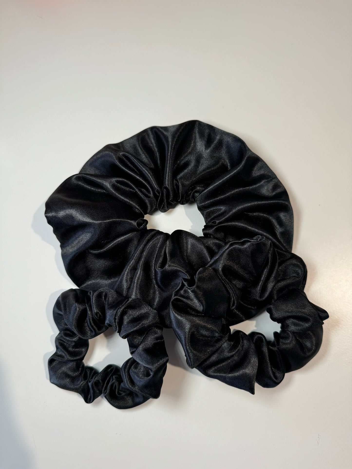 Black Satin Scrunchie- Mini