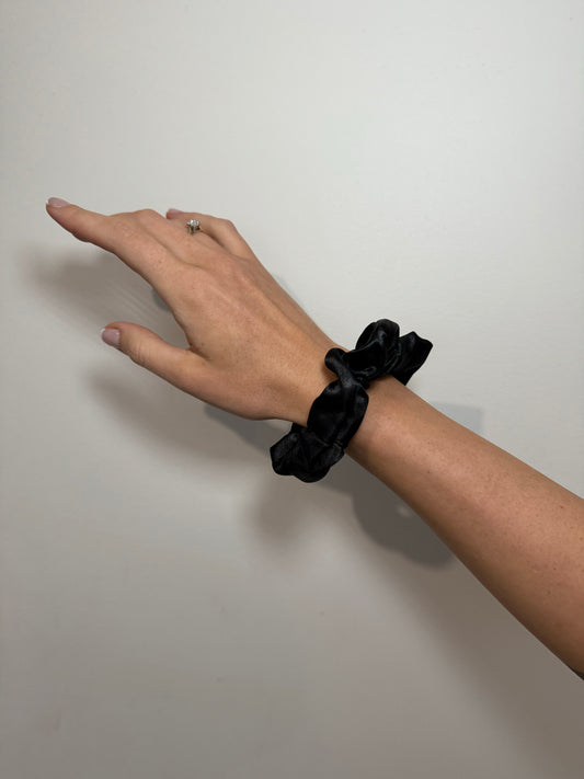 Black Satin Scrunchie- Mini