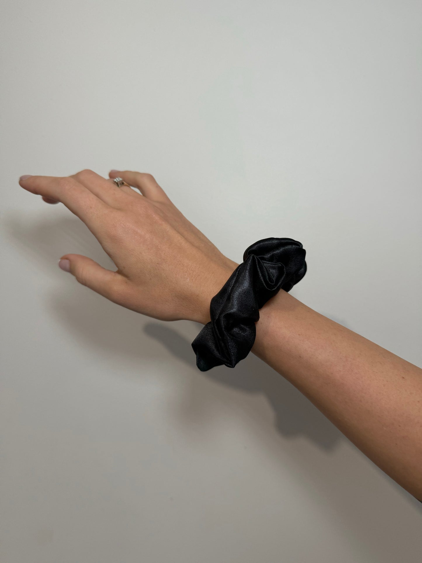 Black Satin Scrunchie- M