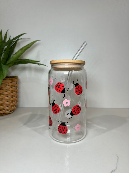 Lady Bug Glass Tumbler