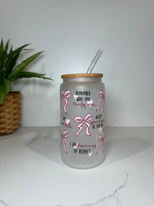 Frosted Inspirational Quotes Glass Tumbler