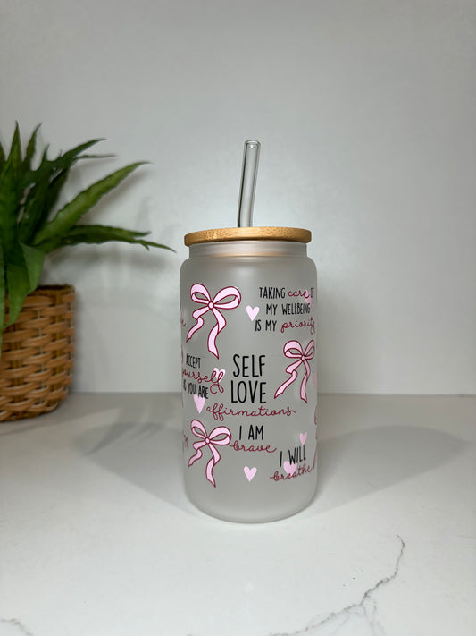 Frosted Inspirational Quotes Glass Tumbler