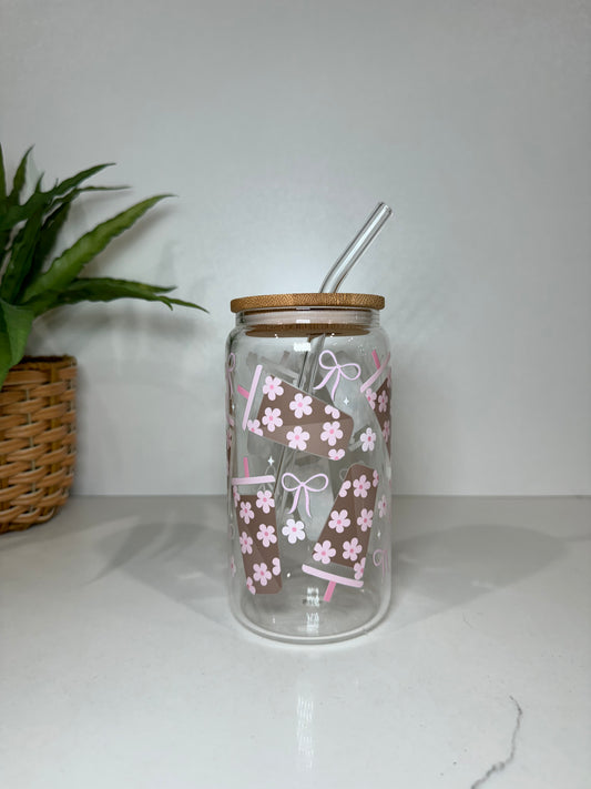 Iced coffee and Bows Glass Tumbler