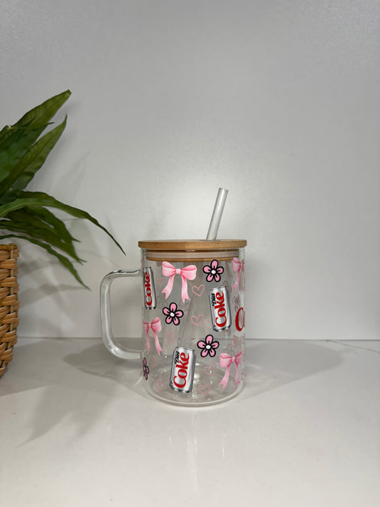 Diet Coke #3 Glass Tumbler with Handle