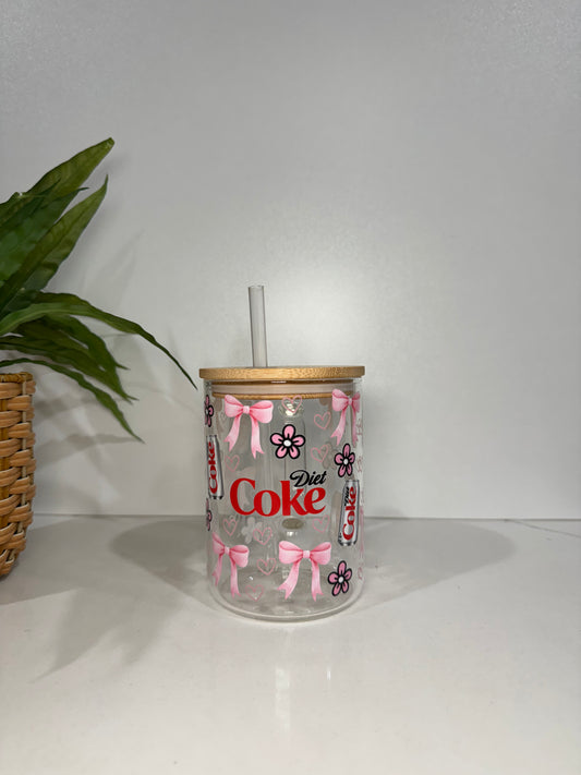 Diet Coke #3 Glass Tumbler with Handle