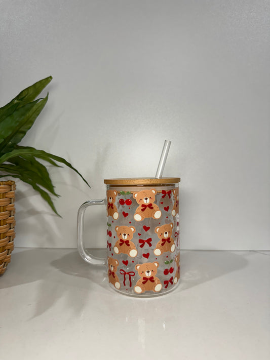 Teddy Bears #2 Glass Tumbler with Handle